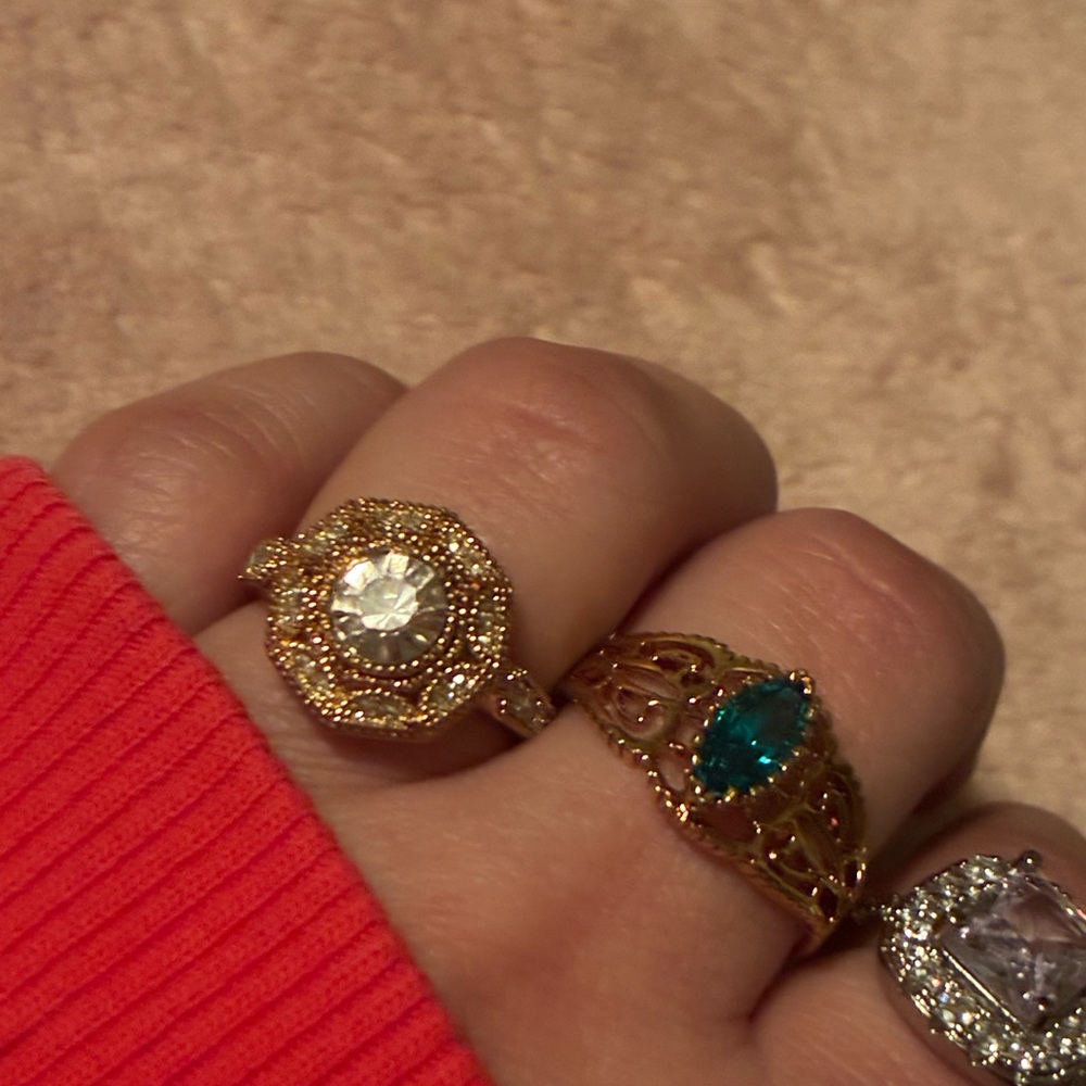 Gold-Tone Ring with Clear Gemstone - Picture 3 of 16